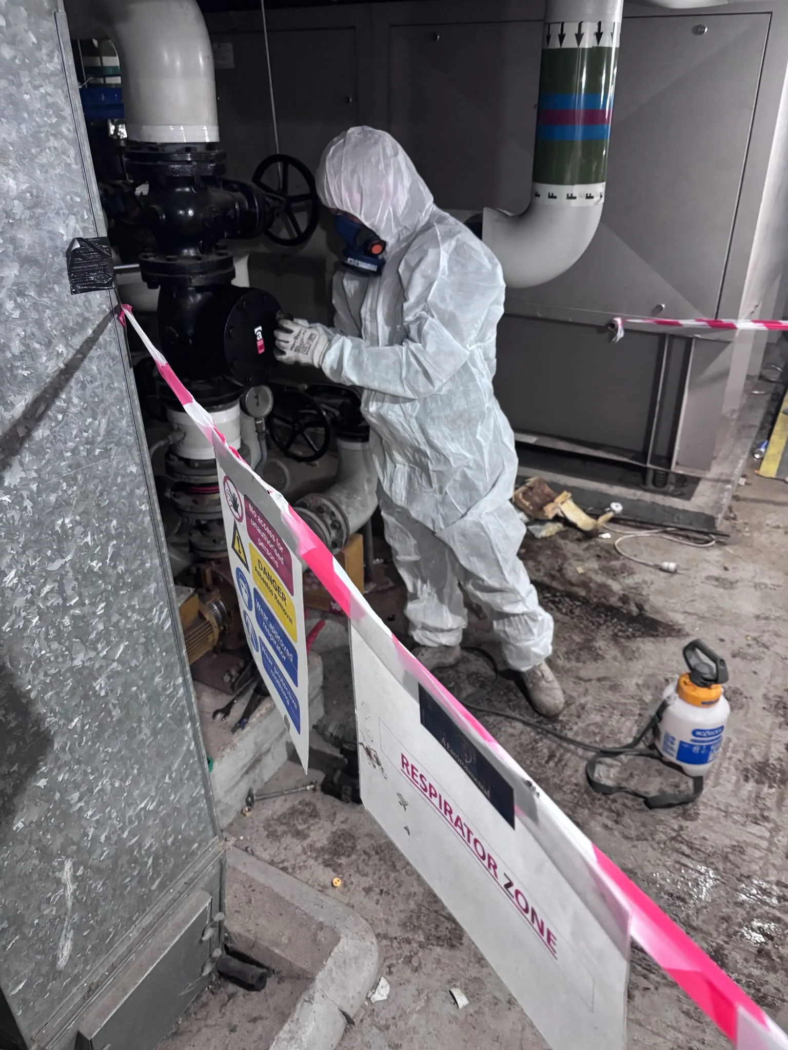 Asbestos artex removal from concrete soffit in Eltham